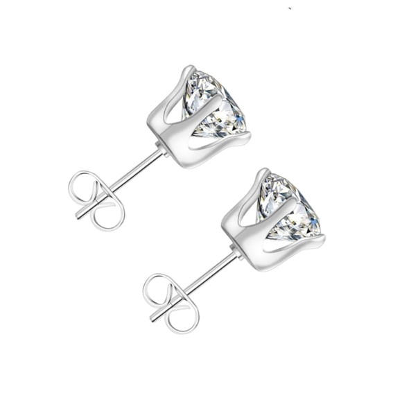 7mm Clear CZ Stud Earrings | Stainless Steel Hypoallergenic - Picture 4 of 4